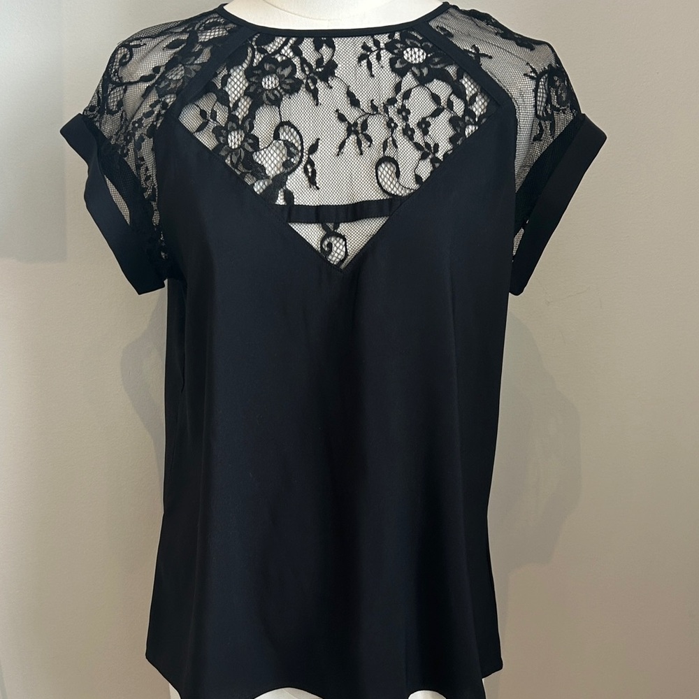 Express Black Lace Yoke Blouse Size Small